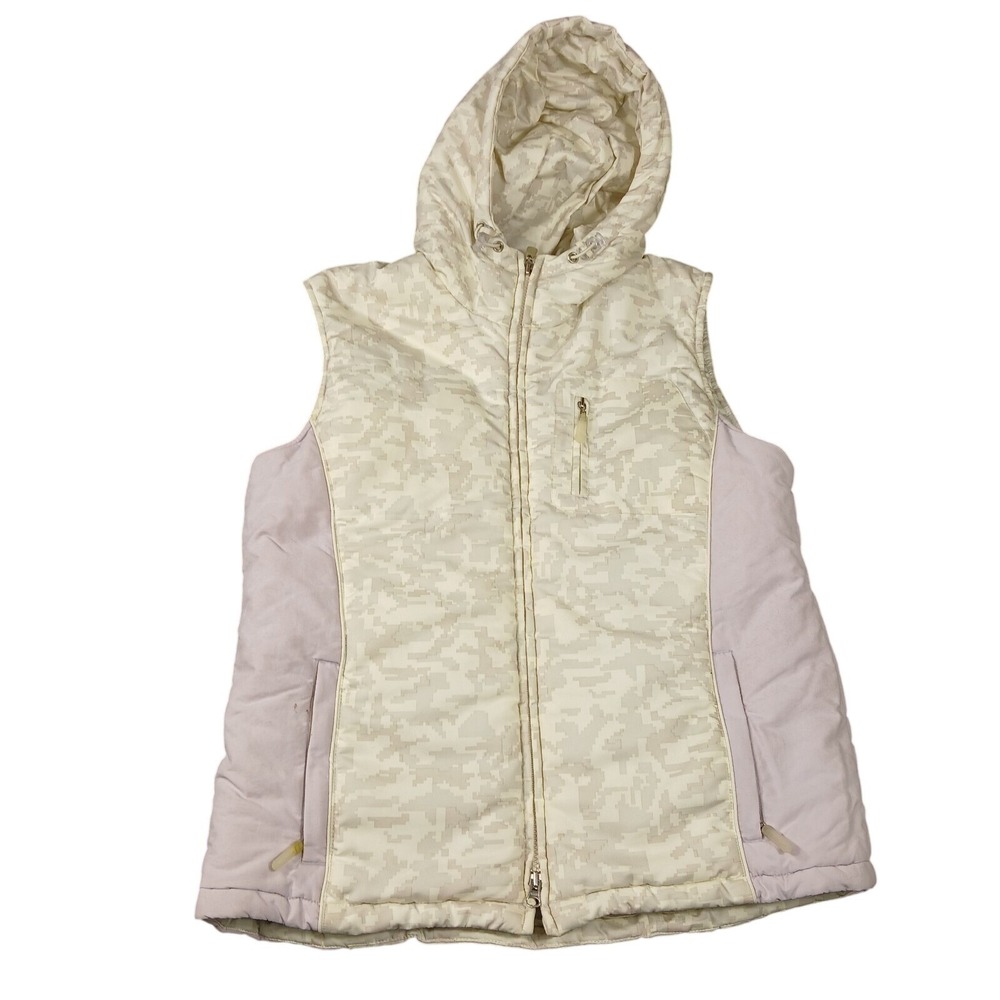 Fire & Ice Women's Size Medium Lilac White Sleeveless Puffer Vest Jacket
